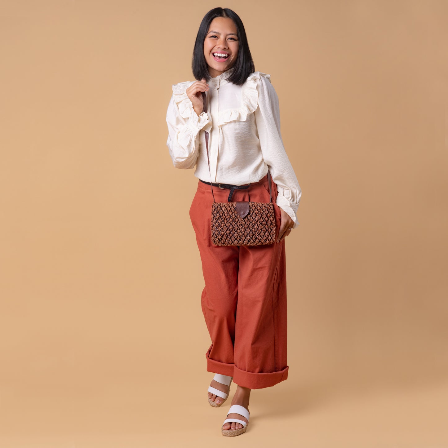 Isla Sustainable Abaca Shoulder Bag (Brown)