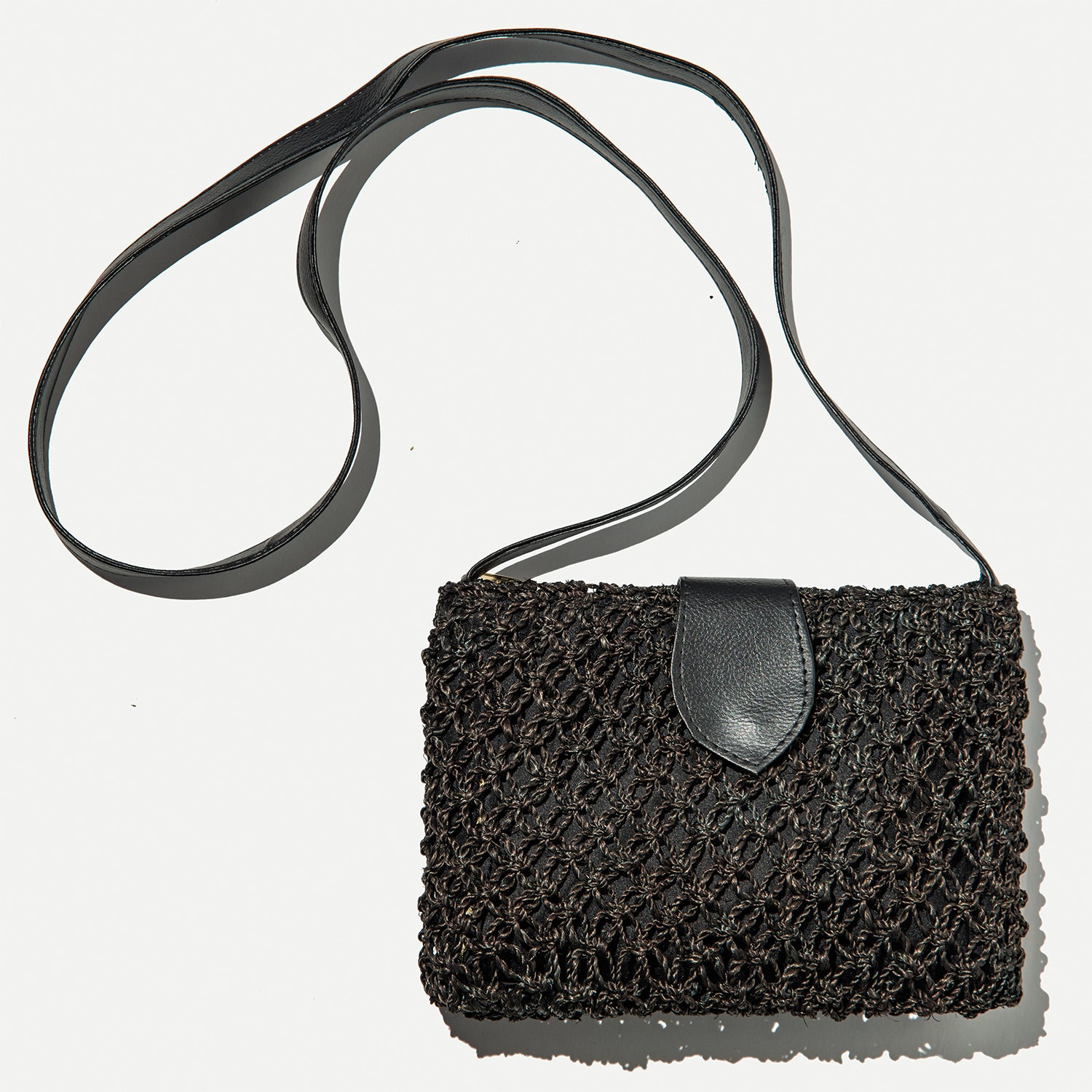 Isla Sustainable Abaca Shoulder Bag (Black)